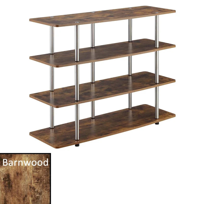 4-Tier Open Shelf Highboy TV Stand with Steel Legs, Multiple Colors