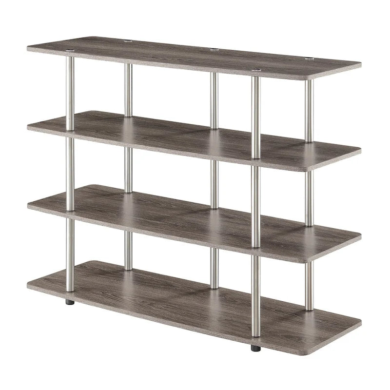 4-Tier Open Shelf Highboy TV Stand with Steel Legs, Multiple Colors
