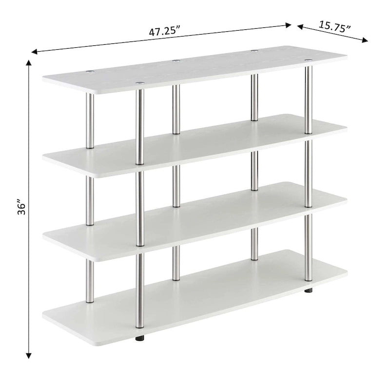 4-Tier Open Shelf Highboy TV Stand with Steel Legs, Multiple Colors