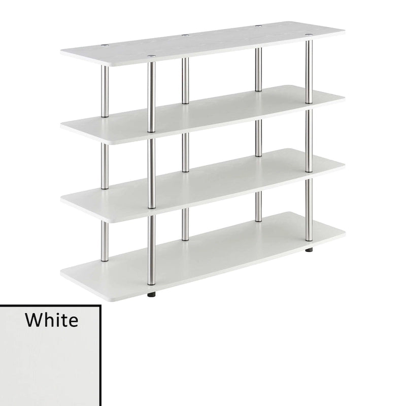 4-Tier Open Shelf Highboy TV Stand with Steel Legs, Multiple Colors