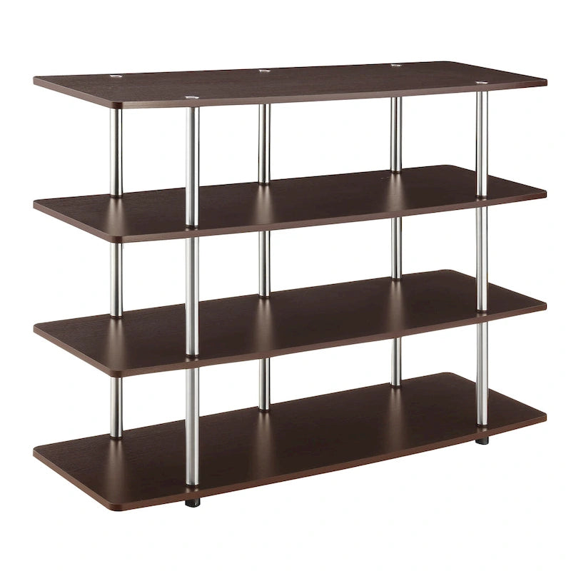 4-Tier Open Shelf Highboy TV Stand with Steel Legs, Multiple Colors