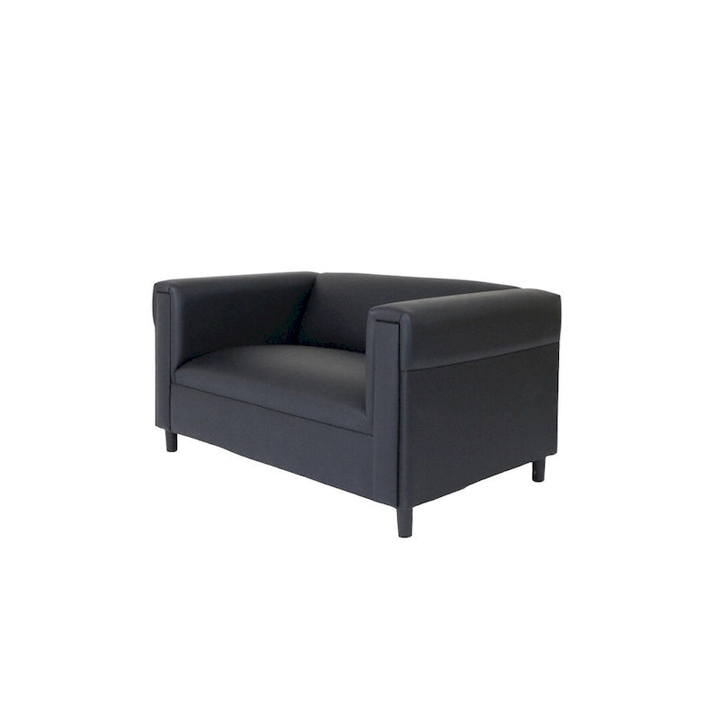 Black Faux Leather Loveseat Sofa with Solid Wood Frame Upholstered