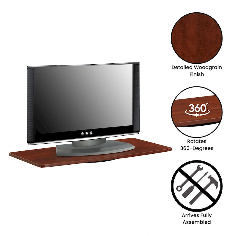 360-Degree Swivel TV Riser Stand Wide Shelf Black Cherry White