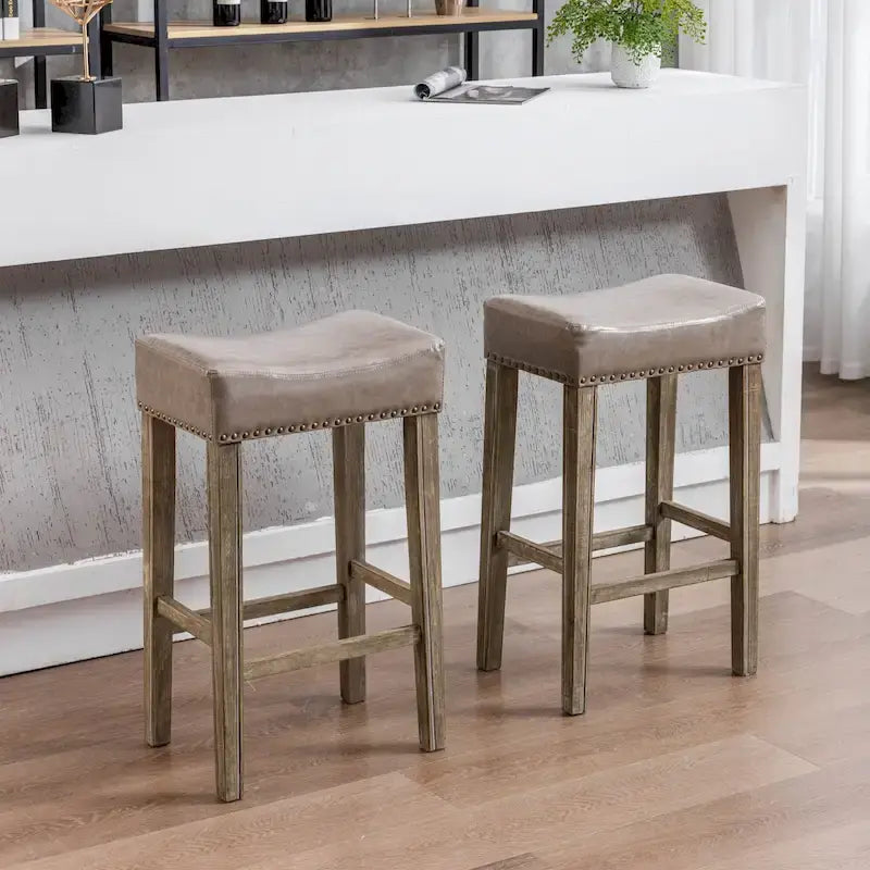 Counter Height 29 Bar Stools for Kitchen Counter Backless Faux Leather Stools Farmhouse Island Chairs