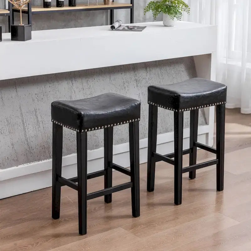 Counter Height 29 Bar Stools for Kitchen Counter Backless Faux Leather Stools Farmhouse Island Chairs