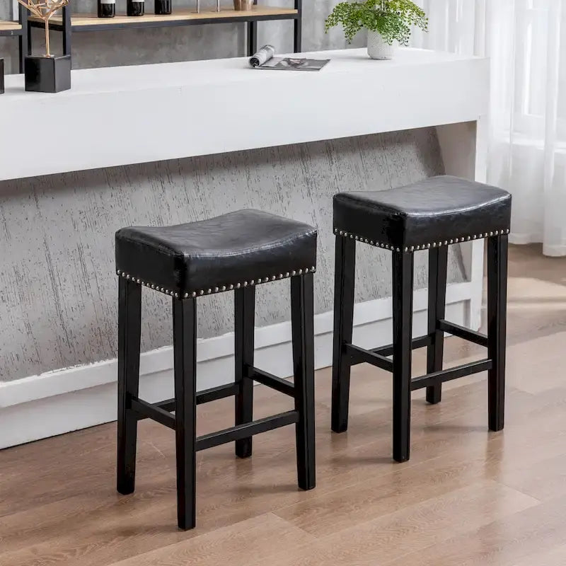Counter Height 29 Bar Stools for Kitchen Counter Backless Faux Leather Stools Farmhouse Island Chairs
