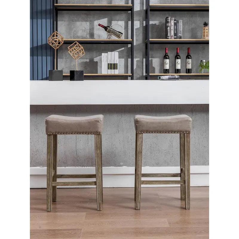 Counter Height 29 Bar Stools for Kitchen Counter Backless Faux Leather Stools Farmhouse Island Chairs