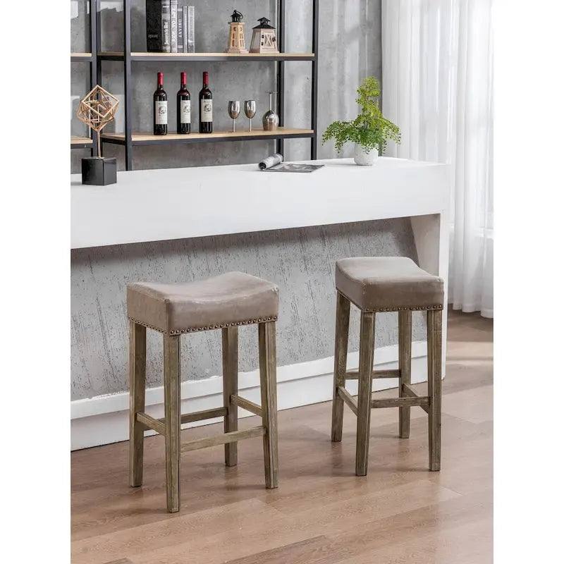 Counter Height 29 Bar Stools for Kitchen Counter Backless Faux Leather Stools Farmhouse Island Chairs