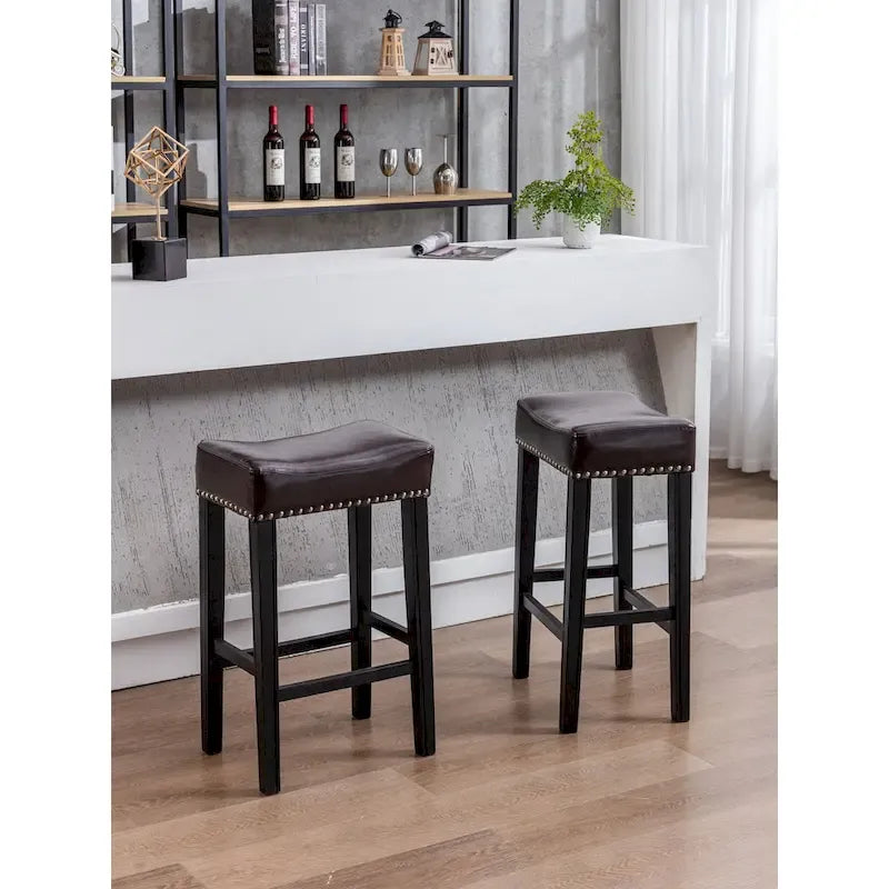 Counter Height 29 Bar Stools for Kitchen Counter Backless Faux Leather Stools Farmhouse Island Chairs