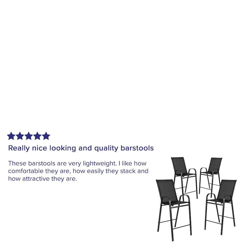 Outdoor Sling Barstool with Arms Breathable Textilene Powder Coated Steel