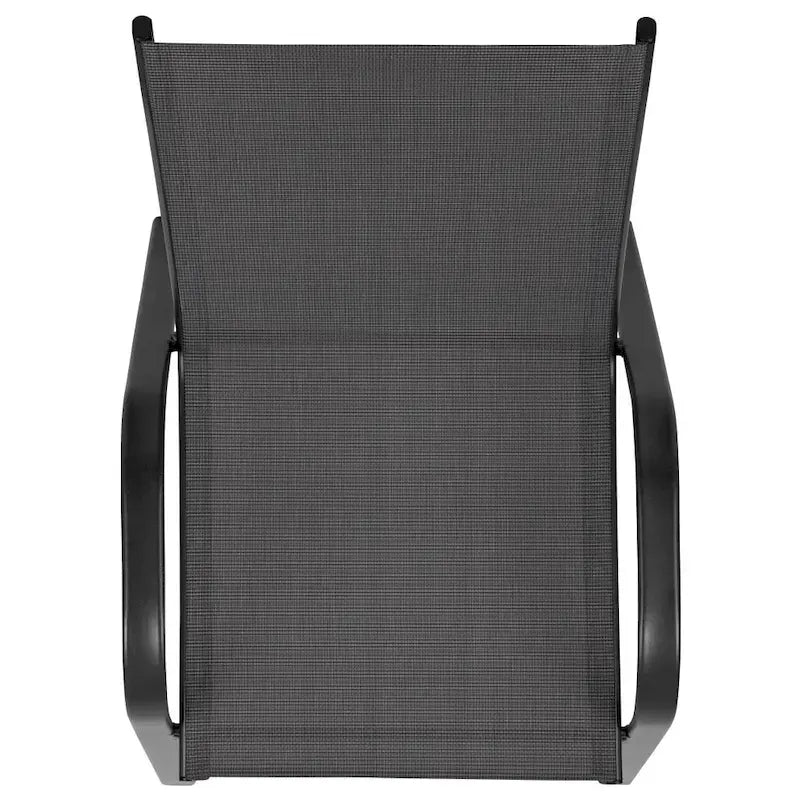 Outdoor Sling Barstool with Arms Breathable Textilene Powder Coated Steel