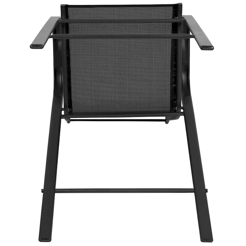 Outdoor Sling Barstool with Arms Breathable Textilene Powder Coated Steel