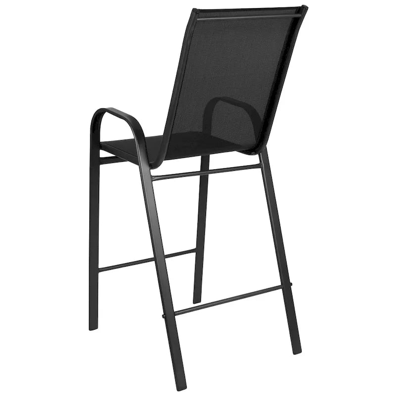 Outdoor Sling Barstool with Arms Breathable Textilene Powder Coated Steel