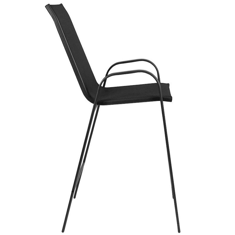 Outdoor Sling Barstool with Arms Breathable Textilene Powder Coated Steel