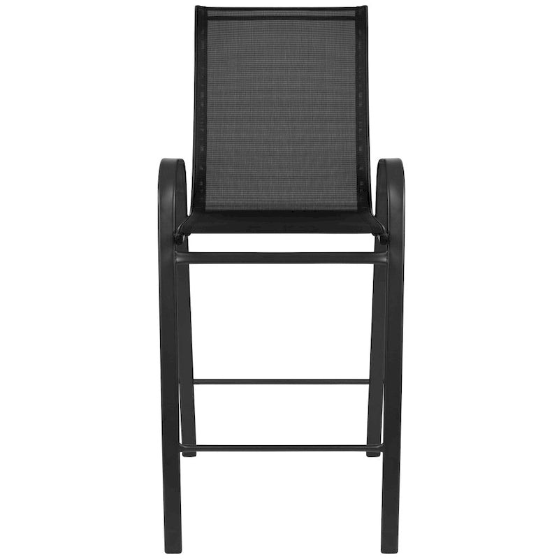 Outdoor Sling Barstool with Arms Breathable Textilene Powder Coated Steel