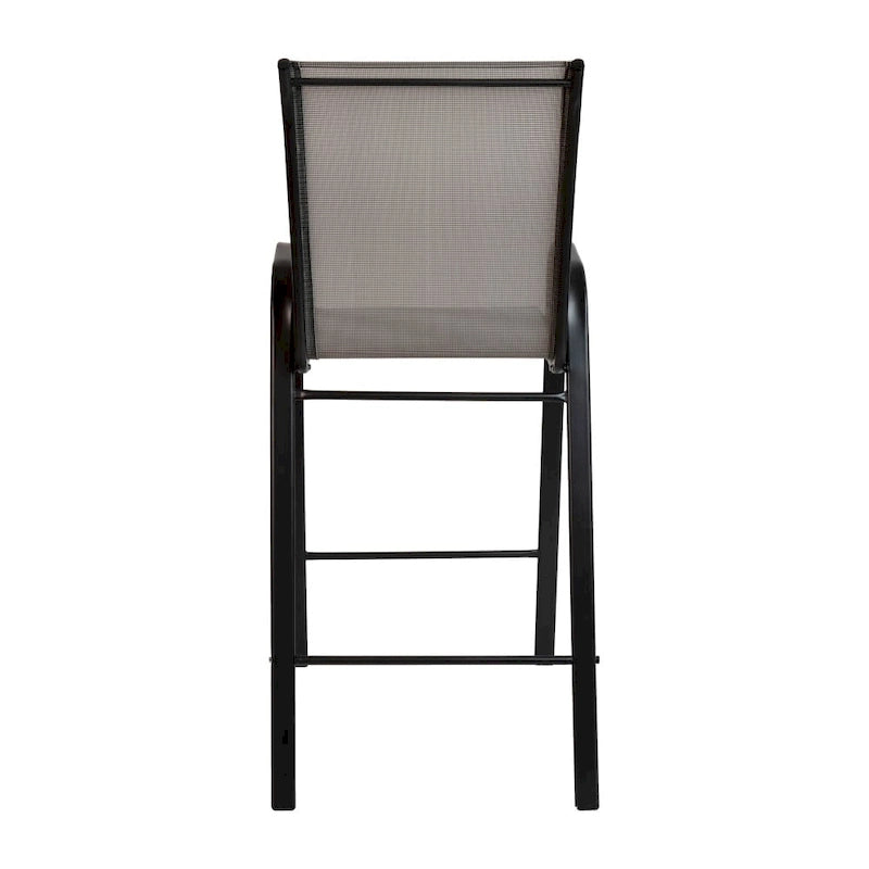 Outdoor Sling Barstool with Arms Breathable Textilene Powder Coated Steel