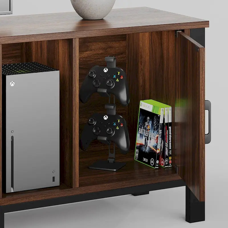 Black Marble Gloss LED TV Stand with Drawers and Storage Cabinet