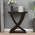 Criss-Cross Console Table with Woodgrain Finish Espresso White
