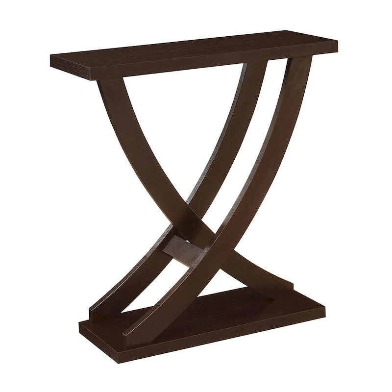 Criss-Cross Console Table with Woodgrain Finish Espresso White