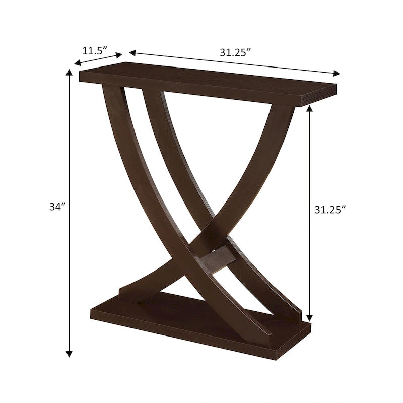 Criss-Cross Console Table with Woodgrain Finish Espresso White
