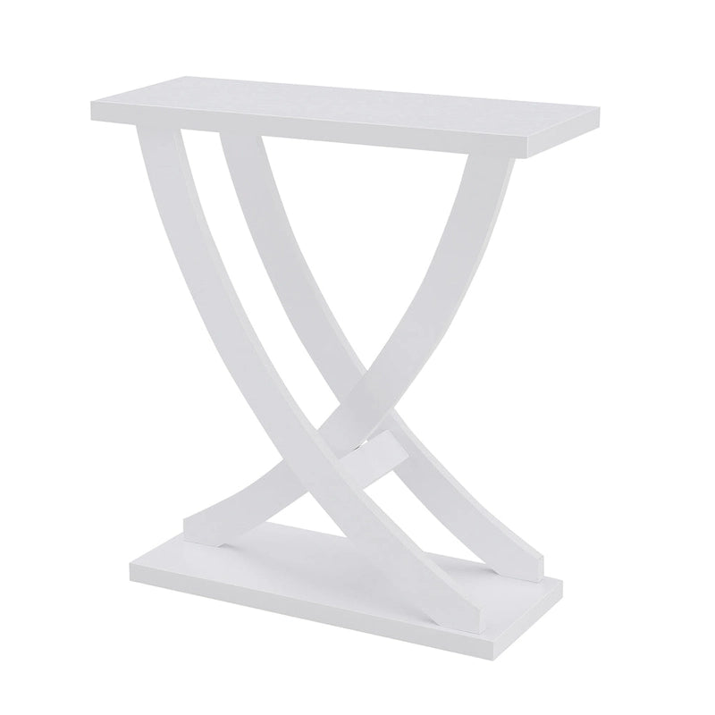 Criss-Cross Console Table with Woodgrain Finish Espresso White