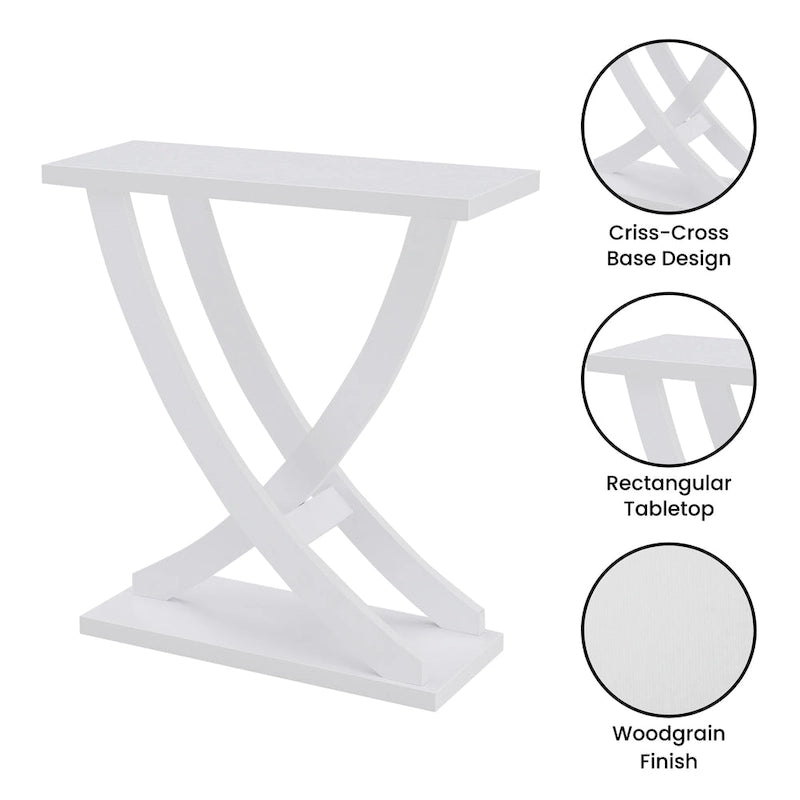 Criss-Cross Console Table with Woodgrain Finish Espresso White