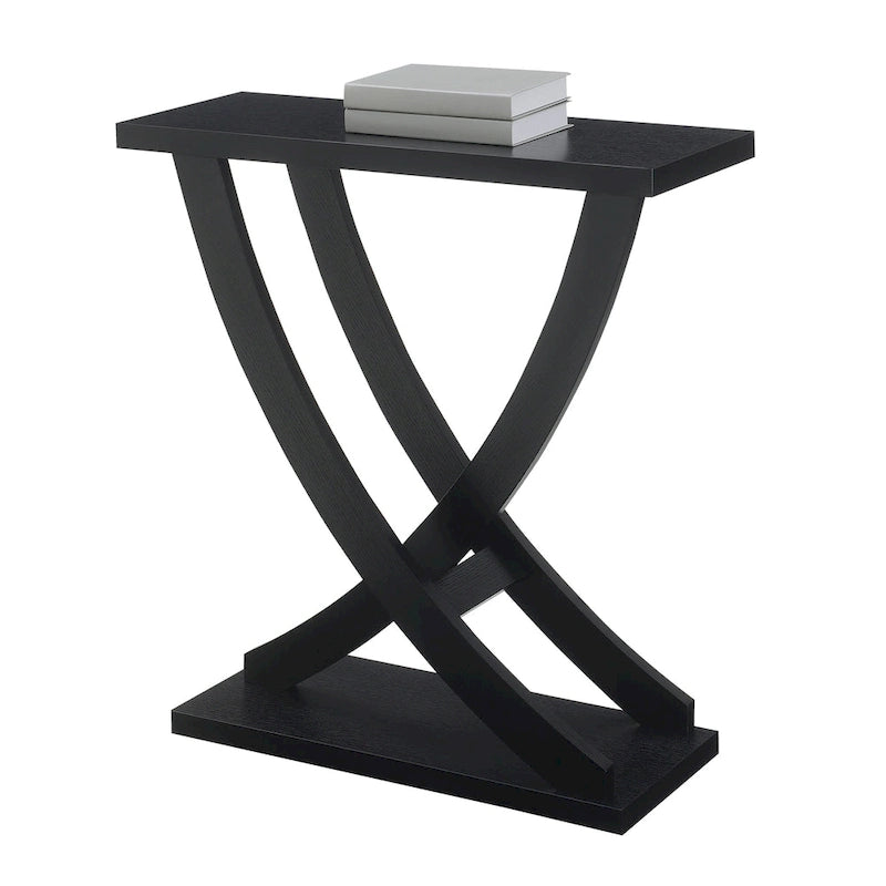 Criss-Cross Console Table with Woodgrain Finish Espresso White
