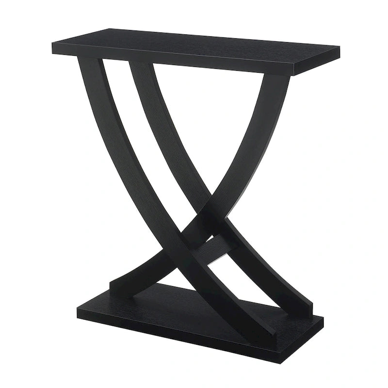 Criss-Cross Console Table with Woodgrain Finish Espresso White
