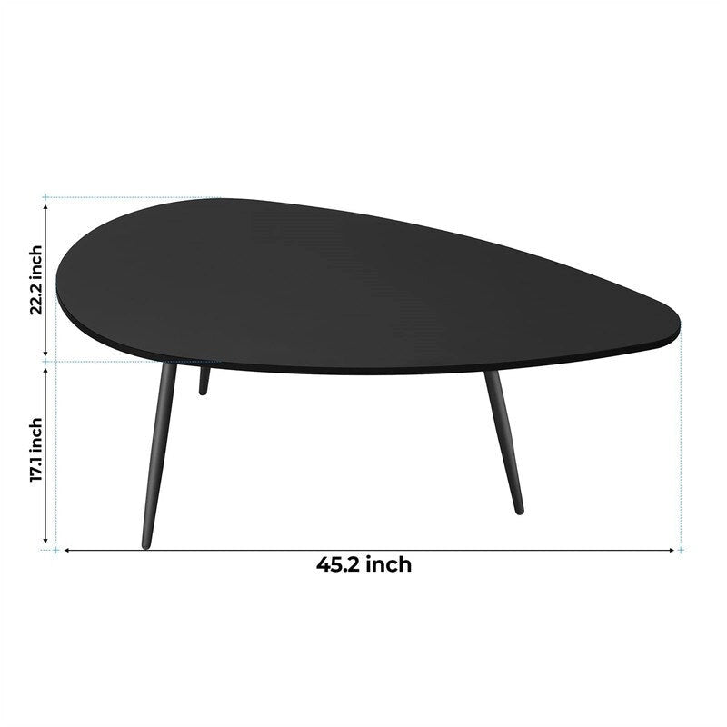 Oval Drop-Shape Coffee Table with Metal Legs, Multi-Color