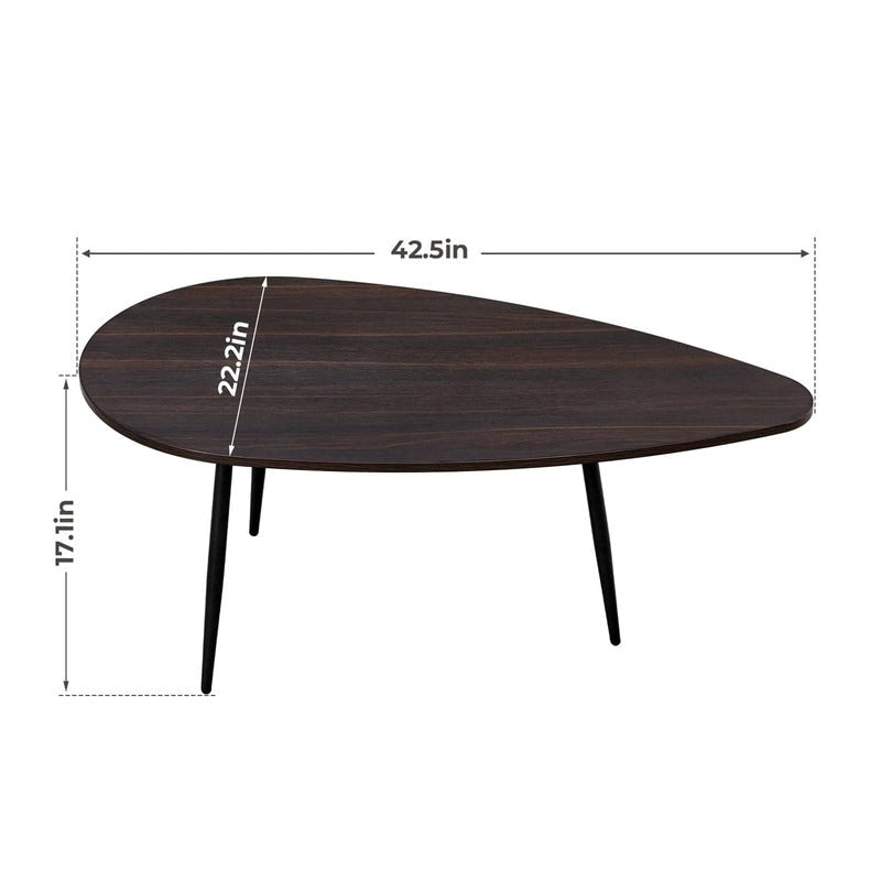 Oval Drop-Shape Coffee Table with Metal Legs, Multi-Color