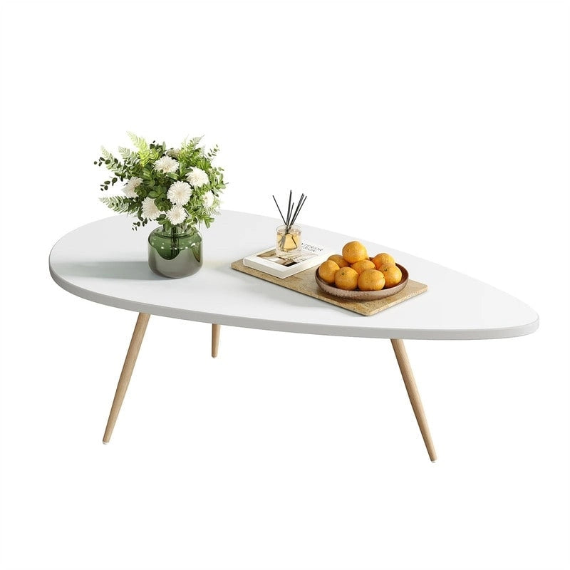 Oval Drop-Shape Coffee Table with Metal Legs, Multi-Color