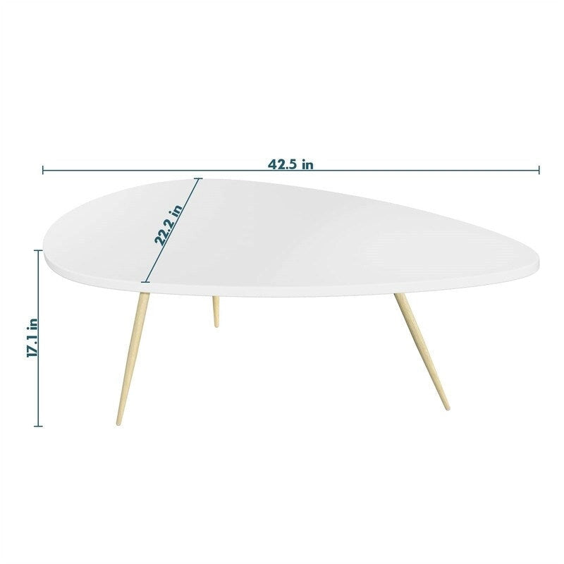 Oval Drop-Shape Coffee Table with Metal Legs, Multi-Color