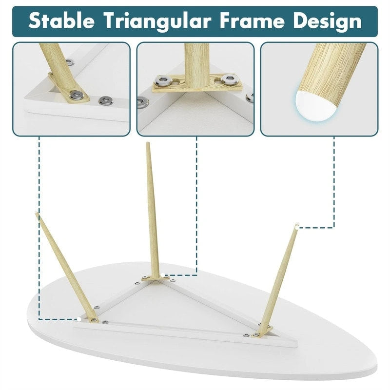Oval Drop-Shape Coffee Table with Metal Legs, Multi-Color