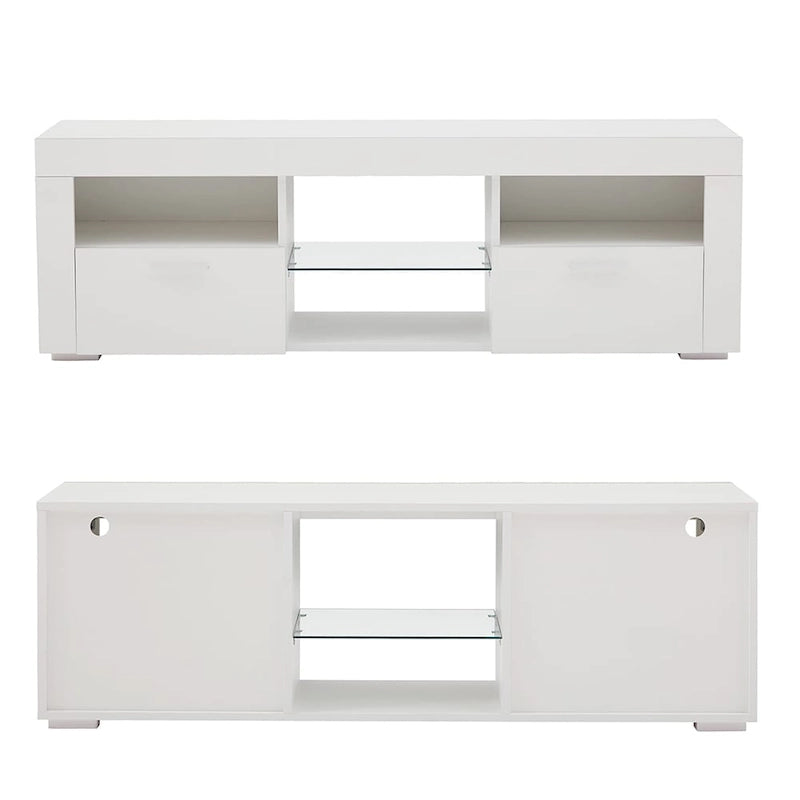 High Gloss TV Stand Media Console with RGB LED Lights Remote Control Black White