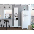 Slim Tall Pantry Cabinet Double Doors Open Shelves White Black