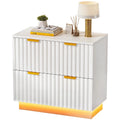 White 2-Drawer Lateral Filing Cabinet with Gold Handles LED Light