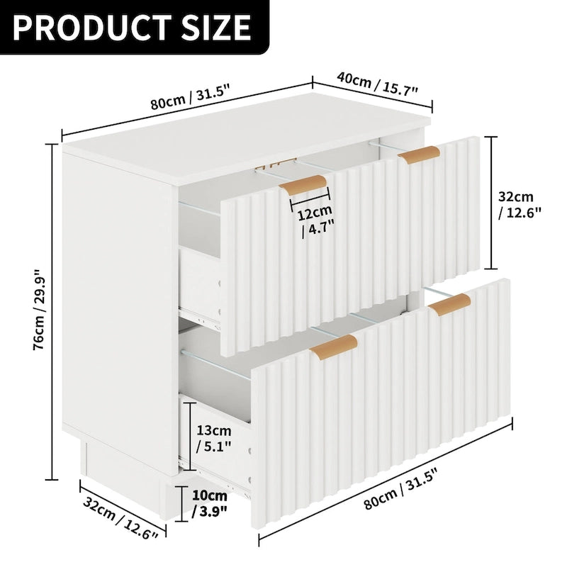 White 2-Drawer Lateral Filing Cabinet with Gold Handles LED Light