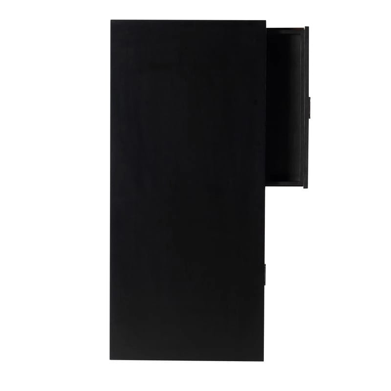 Black Campaign Writing Desk with X-Frame Legs and Two Drawers