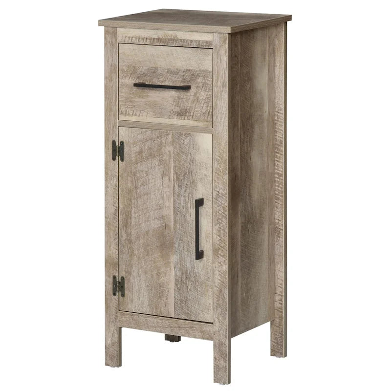 Barnwood Bathroom Floor Cabinet with Drawer and Adjustable Shelf