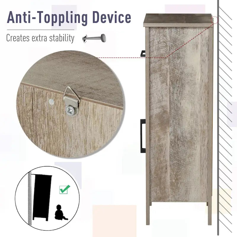 Barnwood Bathroom Floor Cabinet with Drawer and Adjustable Shelf