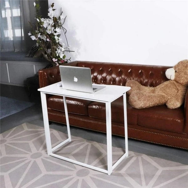 Foldable Writing Desk Metal MDF Compact Home Office Table Multi-Color