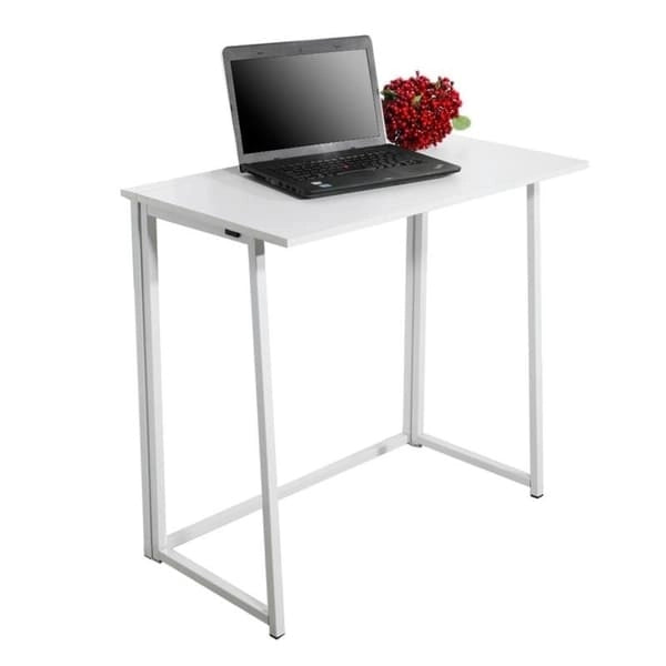 Foldable Writing Desk Metal MDF Compact Home Office Table Multi-Color