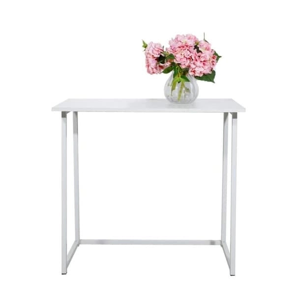 Foldable Writing Desk Metal MDF Compact Home Office Table Multi-Color