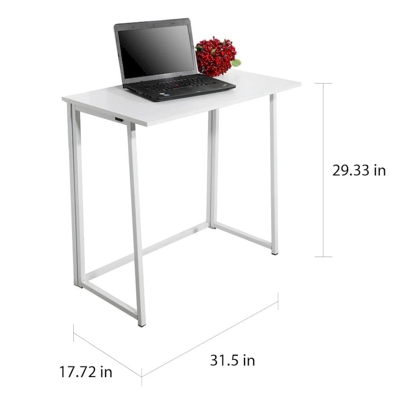 Foldable Writing Desk Metal MDF Compact Home Office Table Multi-Color