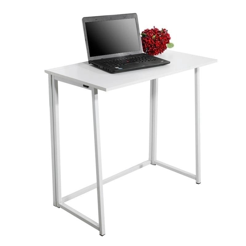 Foldable Writing Desk Metal MDF Compact Home Office Table Multi-Color