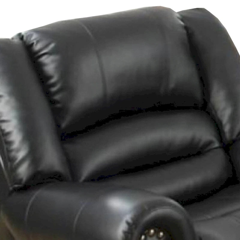 Black Bonded Leather Glider Recliner Chair with Nailhead Trim