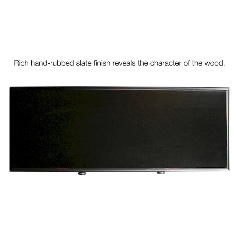 Black Solid Ash Wood Two-Drawer Console Table with Bottom Shelf