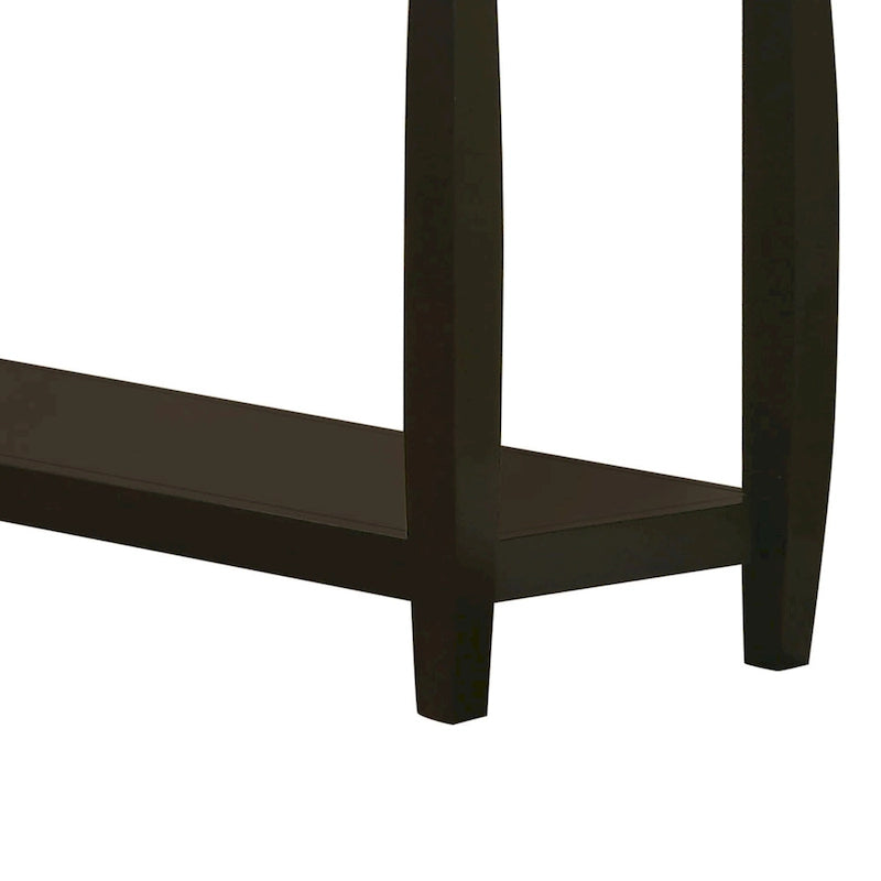 Dark Brown Solid Wood Sofa Console Table with Lower Shelf Curved Legs