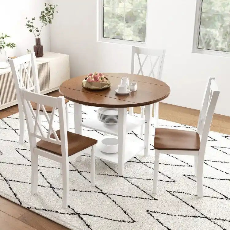 Farmhouse Dining Chair Walnut White Cross Back Solid Wood Armless