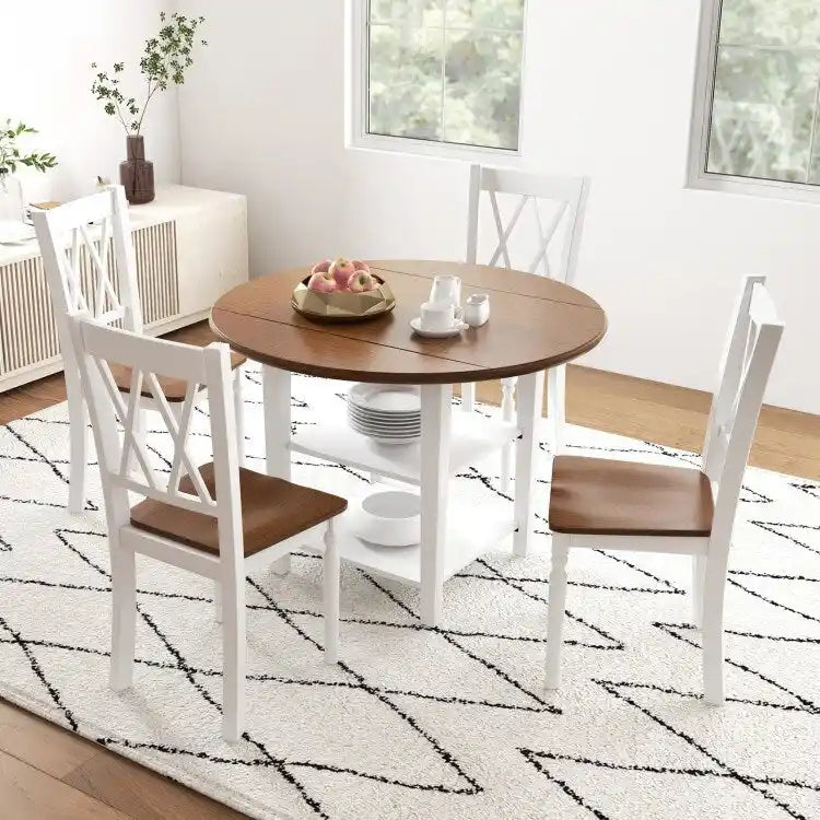 Farmhouse Dining Chair Walnut White Cross Back Solid Wood Armless